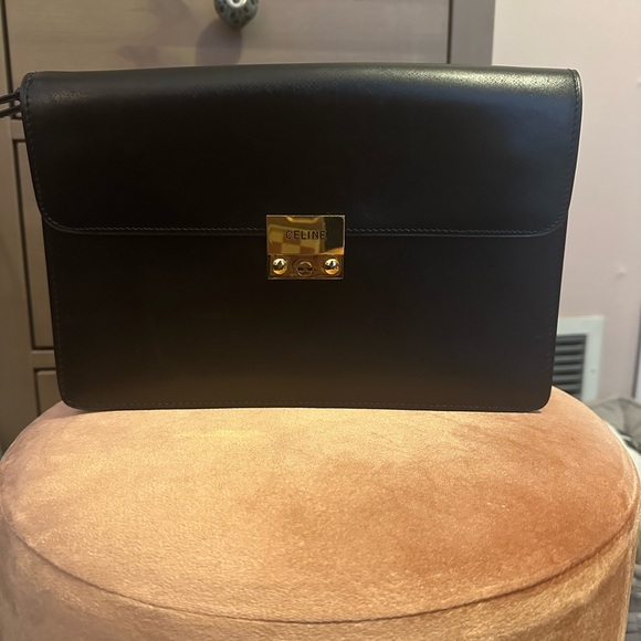 Authentic Celine Vintage Box Bag Black Gold - Picture 1 of 12